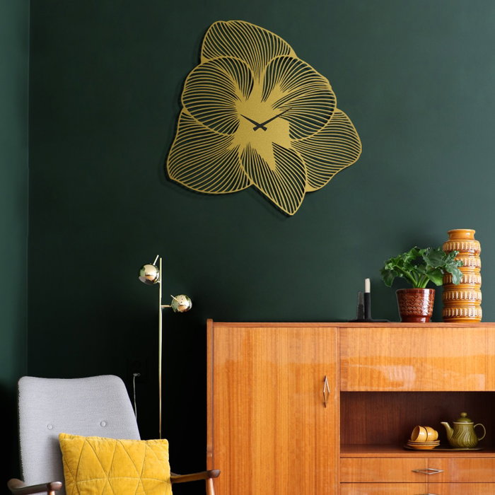 Wallity Reloj de Pared Metal APS039 - Dorado, 70 x 70 cm, Mecanismo Silencioso, Decorativo